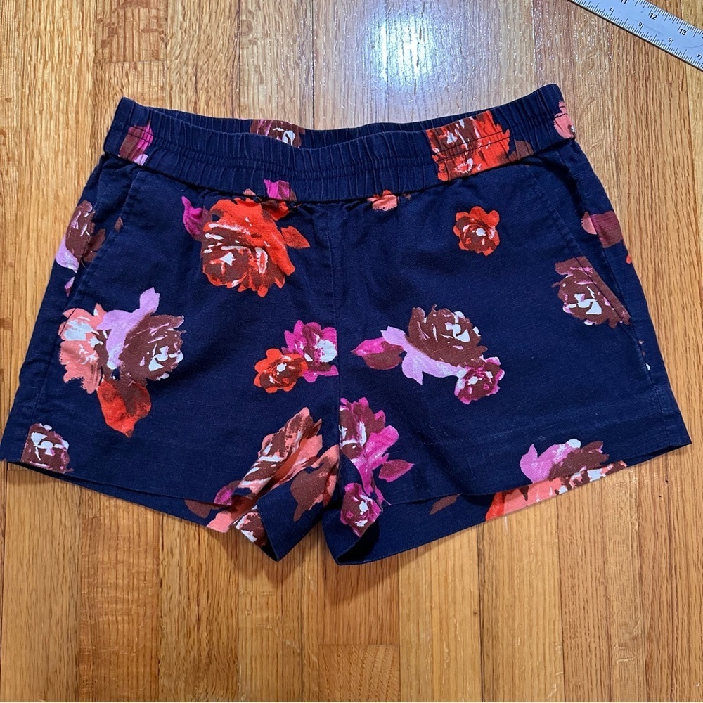 J. Crew Mid-Rise Linen Cotton Woven Elastic Pull On Pocket Short, size 2 (v)
